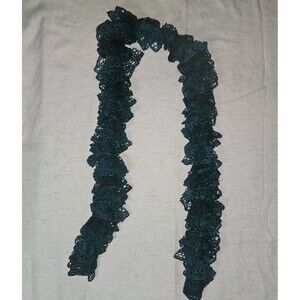 Skinny Sashay Scarf Ruffle Turquoise Blue Y2k Fairycore Boho Goth Sequin 58"L